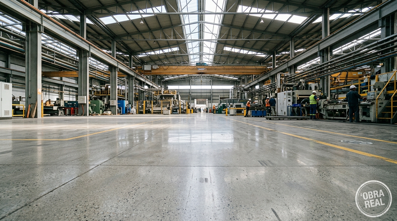 Planta industrial com piso de concreto — obra real SPP